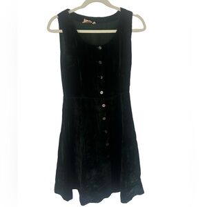 Green Button-Front Mini Dress Made in India